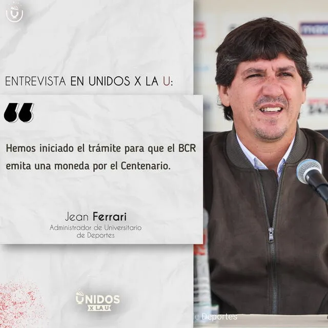  Declaraciones de Jean Ferrari sobre la moneda de Universitario. Foto: Twitter/Unidos por la U   