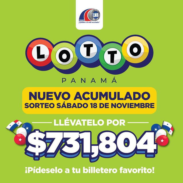 El Lotto y Pega 3 del 18 de noviembre tiene un pozo acumulado de $ 731.804. Foto: Lotería Nacional de Panamá   