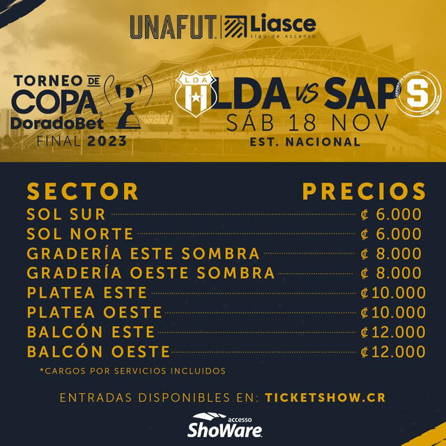 Entradas para Saprissa vs. Alajuelense. Foto: Unafut   