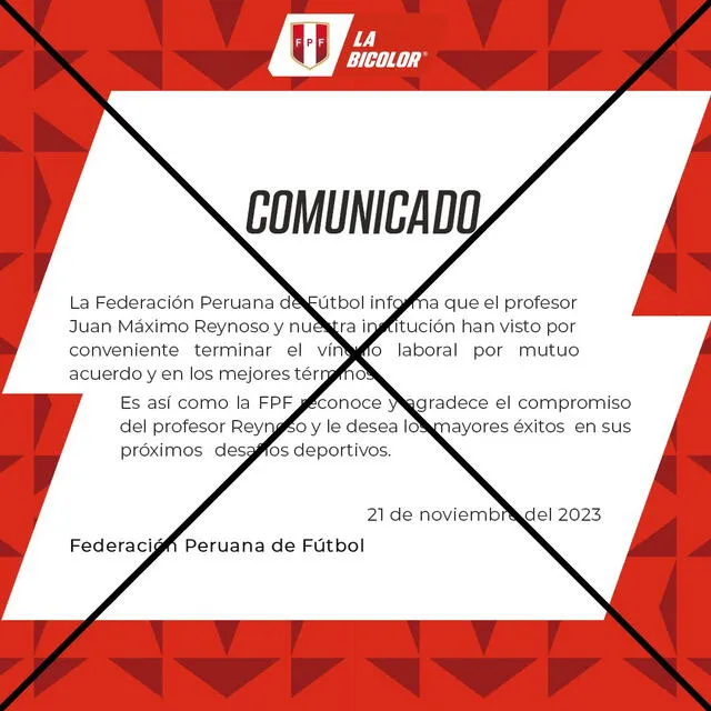  Comunicado falso simula ser de la Federación Peruana de Fútbol. Foto: captura de Facebook   