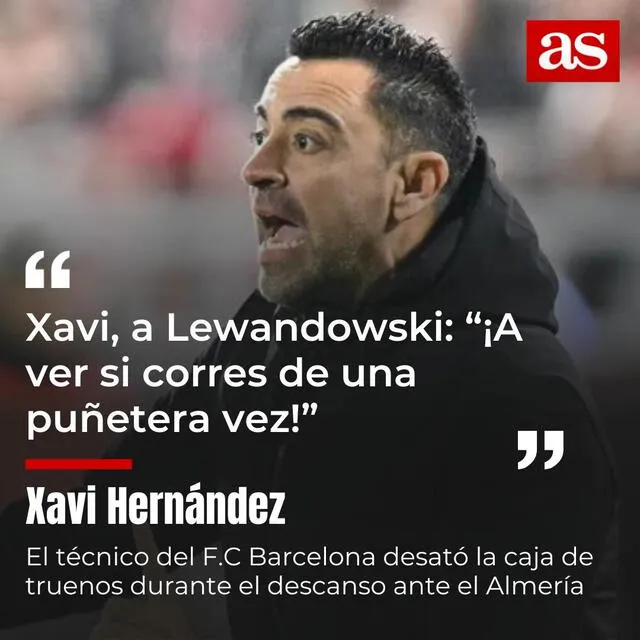 Reclamo de Xavi a Lewandowski. Foto: Diario As 