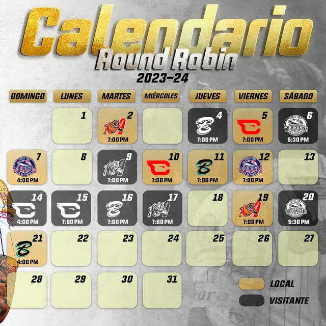 Calendario de los Leones del Caracas en el Round Robin de la LVBP 2023-24. Foto: Leones del Caracas / Facebook   