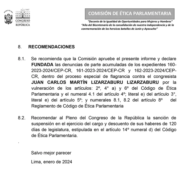  Este documento será sometido a votación el lunes: proponen la sanción más drástica del reglamento.  