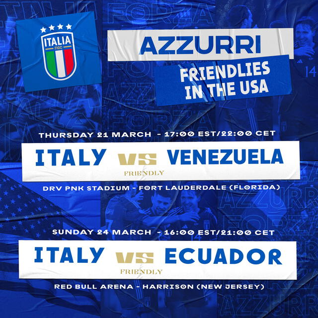  Amistosos de Italia en la próxima fecha FIFA de marzo. Foto: Twitter/La Azzurri   