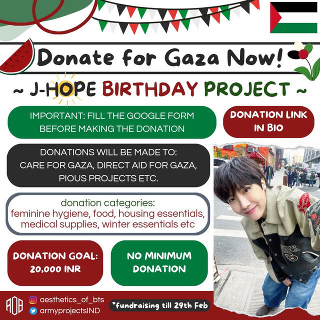  Proyecto de ARMY de la India por el cumpleaños de J-Hope. Foto: X/armyprojectsIND   