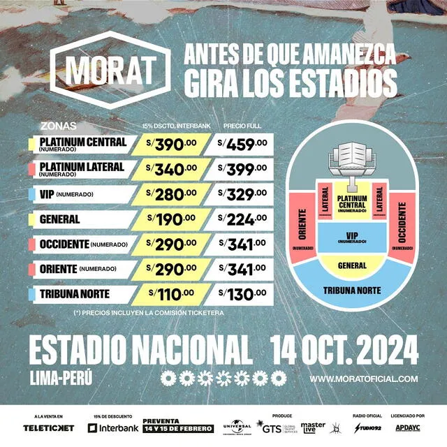 Morat en Lima 2024 concierto en el Estadio Nacional cuándo será y