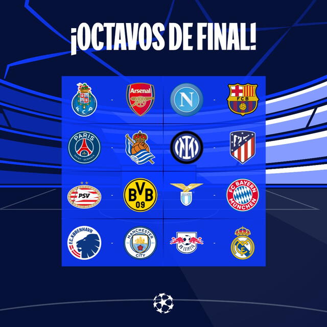 Los octavos de final de la Champions League 2023-24 enfrentarán a 16 clubes de 8 países distintos. Foto: Liga de Campeones   