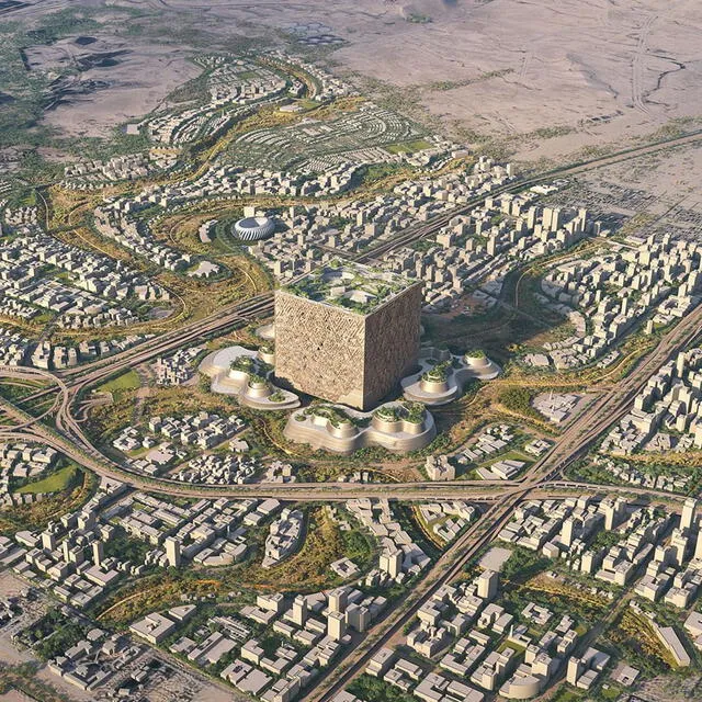 El Mukaab será un edificio sostenible y moderno que busca mejorar el turismo en Arabia Saudita. Foto: @newmurabba/Instagram   