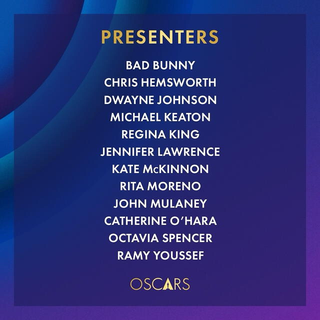 Bad Bunny aparece en lo más alto de la lista de presentadores. Foto: Instagram The Academy   
