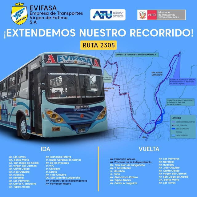 Evifasa cubre la ruta del Corredor Morado. Foto: Facebook/Evifasa   