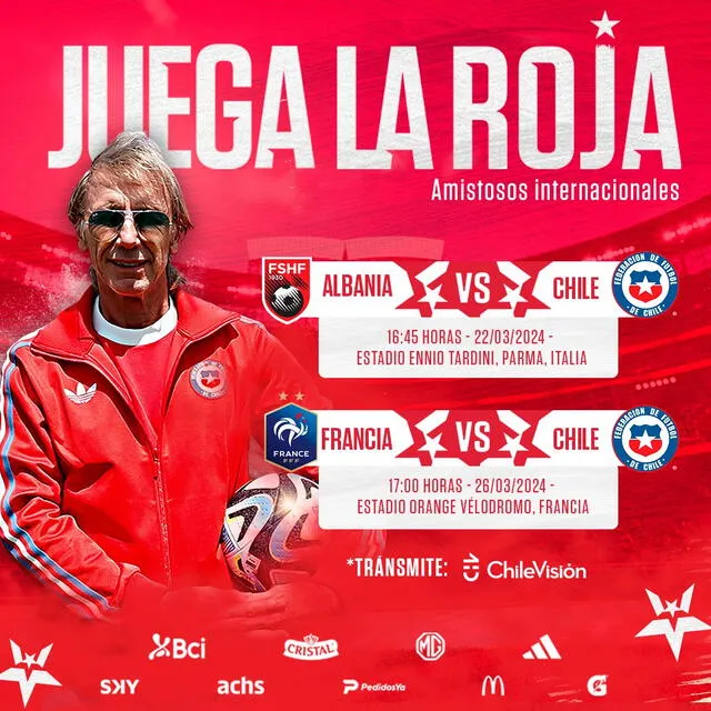 La selección chilena se enfrentará a 2 países clasificados a la Eurocopa 2024. Foto: Twitter/La Roja. 
