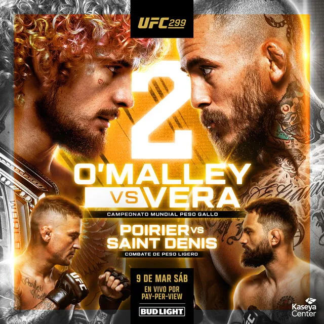 Cartel promocional de la pelea 'Chito' Vera vs. O'Malley. Foto: UFC   