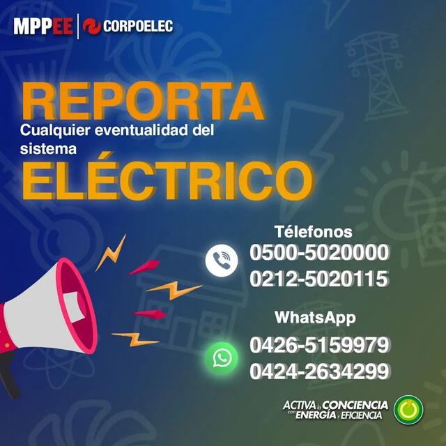 Con esta imagen se informó sobre los números de atención al cliente. Foto: CORPOELEC Informa/X   