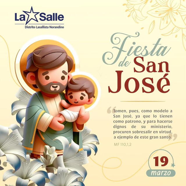El Día de San José se conmemora cada 19 de marzo. Foto: La Salle/X