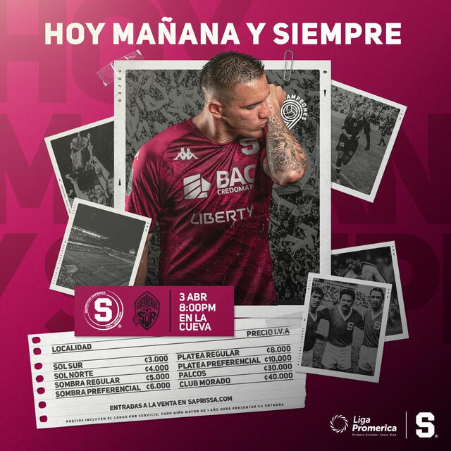 Entradas para el partido ante Pérez Zeledón. Foto: Deportivo Saprissa   