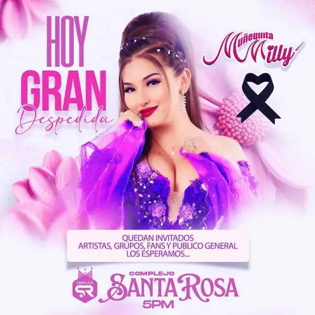 Muñequita Milly será despedida en el Complejo Santa Rosa. Foto: Muñequita Milly/Facebook   