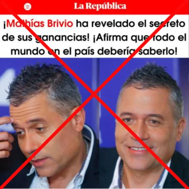  Desinformación sobre La República y Mathías Brivio. Foto: captura en Facebook.&nbsp;   