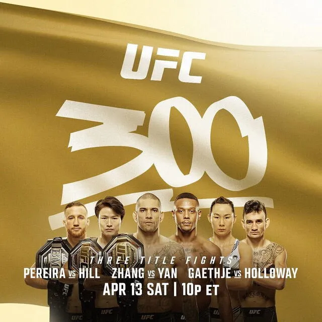 Estos son las 3 peleas por el título en el UFC 300. Foto: UFC   