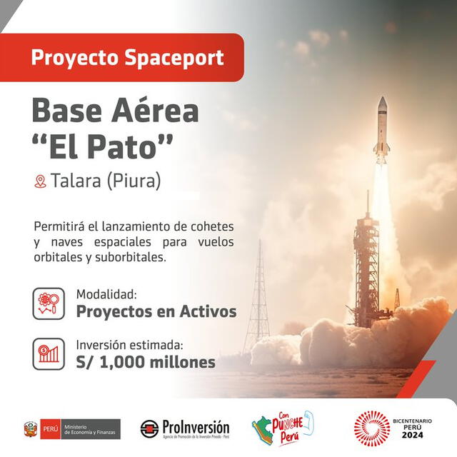 Proinversión informó en febrero de este año que el puerto espacial de Perú se construiría en Piura. Foto. Twitter/Proinversión   
