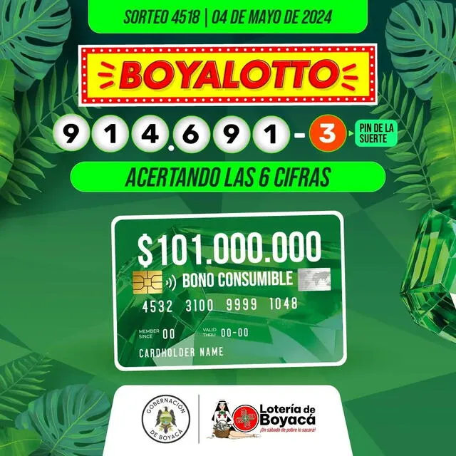 Lotería de Boyacá 4518 | boyacá 4 de mayo | resultados del boyalotto | Colombia