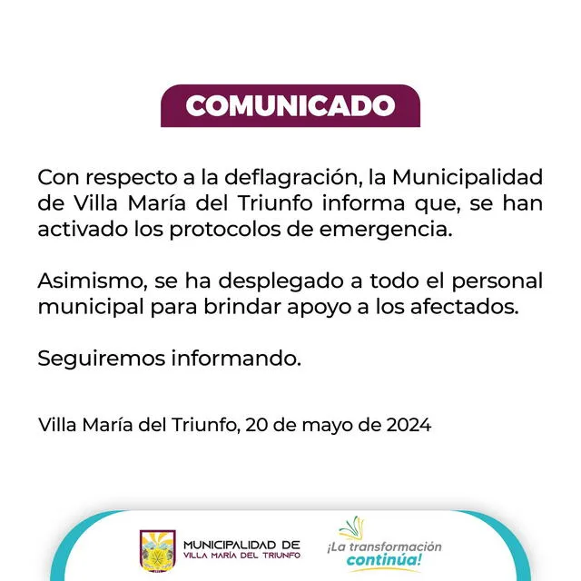 Vecinos aseguran que alcalde de VMT no atendió a sus reclamos sobre las fugas registradas anteriormente. Foto: Municipalidad de VMT/Facebook    