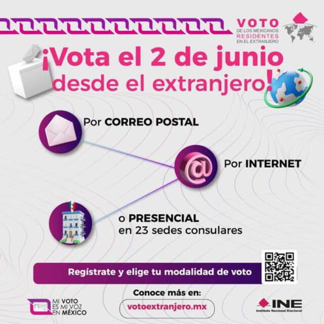 El órgano electoral designó las modalidades para el voto en el exterior de las elecciones México 2024. Foto: INE   