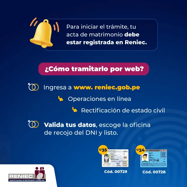 Peruanos podrán hacer los cambios de información en el DNI desde la página web de RENIEC Peruanos podrán hacer los cambios de información en el DNI desde la página web de RENIEC