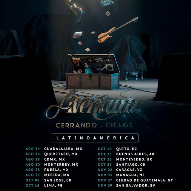 Todas las paradas del tour de Aventura con Romeo Santos en Latinoamérica. Foto: aventura / Instagram   