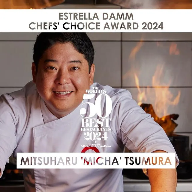  Publicación de The World's 50 Best felicitando a 'Micha' Tsumnura por su logro. Foto: theworlds50best/Instagram 