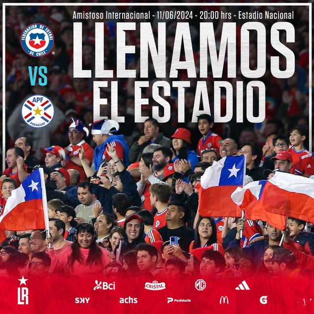  El partido Chile vs. Paraguay contará con lleno completo en el Nacional de Santiago. Foto: Twitter/La Roja.   