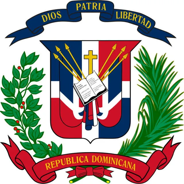 Escudo en el medio de la bandera dominicana. Foto: RP   