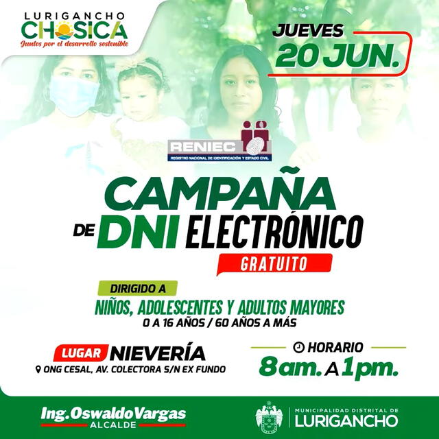  Campaña DNIe. Foto: Municipalidad Lurigancho - Chosica   