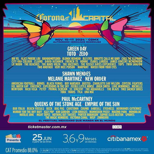 El Corona Capital traerá de vuelta a Green Day y Paul McCartney. Foto: Instagram/@coronacapital   