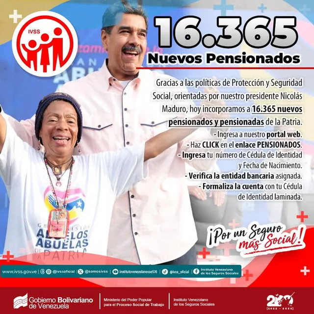 El Gobierno de Nicolás Maduro anunció que se sumaron 16.365 pensionados en Venezuela, según el Instituto Venezolano del Seguro Social. Foto: composición LR/IVSS.   