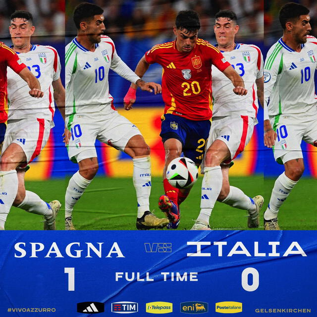  Italia viene de caer 1-0 ante España. Foto: @Azzurri/X    