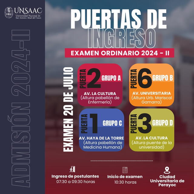  Entradas para el examen de admisión. Foto: Unsaac.   