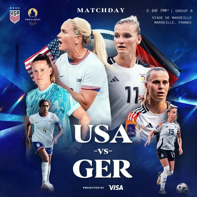 La selección de Estados Unidos buscará su segunda victoria ante el conjunto de Alemania. Foto: USWNT.    