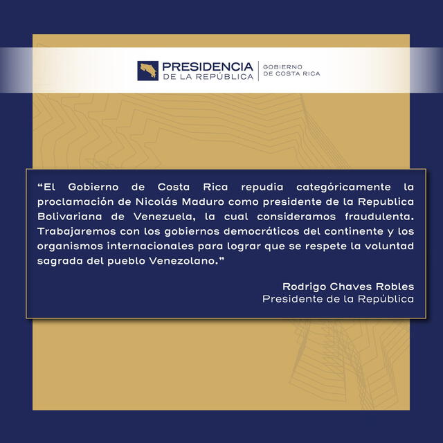 Comunicado de la Presidencia de Costa Rica. Foto: X (antes Twitter)