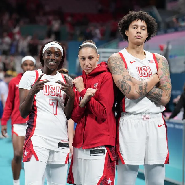 Las jugadoras Kahleah Copper, Diana Taurasi y Brittney Griner son las figuras de la selección femenina de básquet femenino de Estados Unidos. Foto: NBA.    