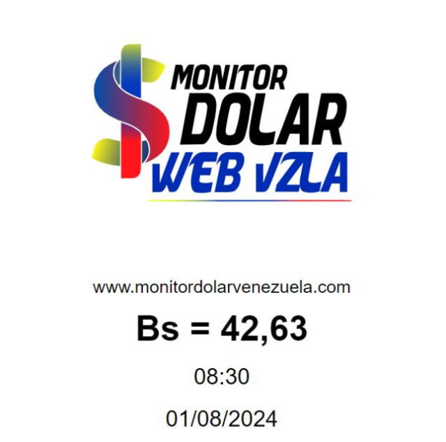 Monitor Dólar: tipo de cambio del dólar hoy, 1 de agosto de 2024. Foto: monitordolarweb   