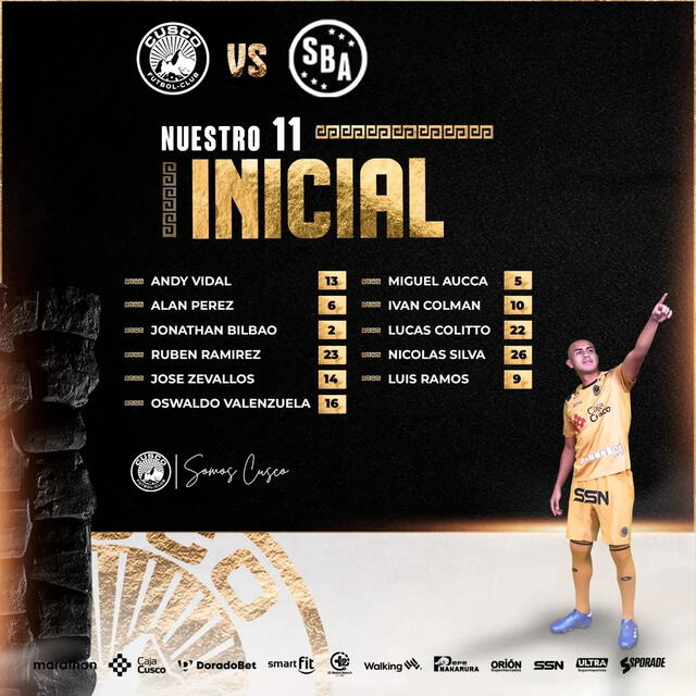 Alineación de los locales. Foto: Cusco FC   