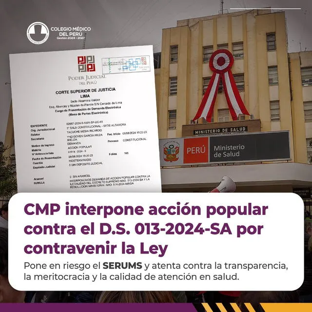 El Colegio Médico del Perú interpuso una demanda de acción popular. Foto: Colegio Médico del Perú   