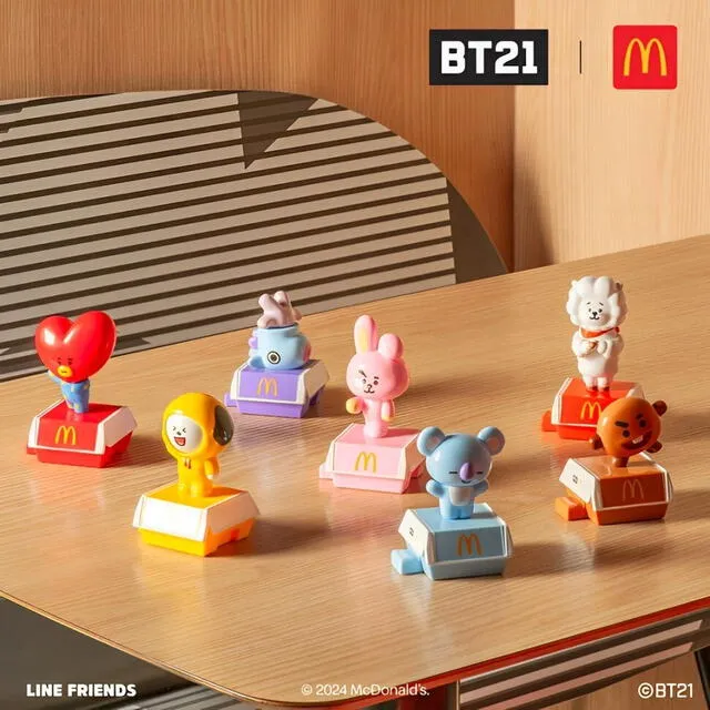  El combo mediano que cuesta 29.90 soles y viene con un personaje de BT21, y una opción más grande, de 49.90 soles, que incluye dos personajes. Foto: McDonald's    