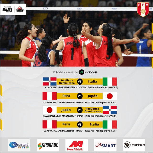 Fixture del cuadrangular de vóley en Perú. Foto: FPV   