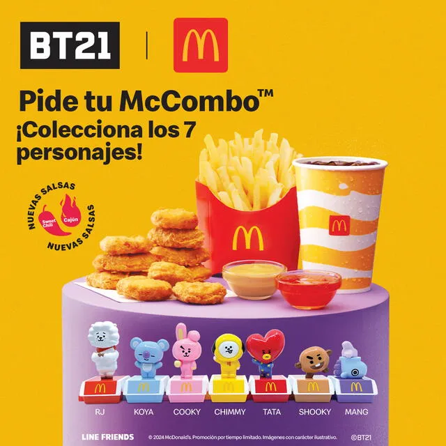 Los personajes más solicitados son Cooky y Tata. Foto: McDonald's    