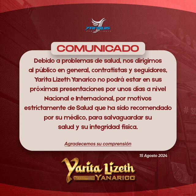 Comunicado oficial. Foto: Yarita Lizeth   