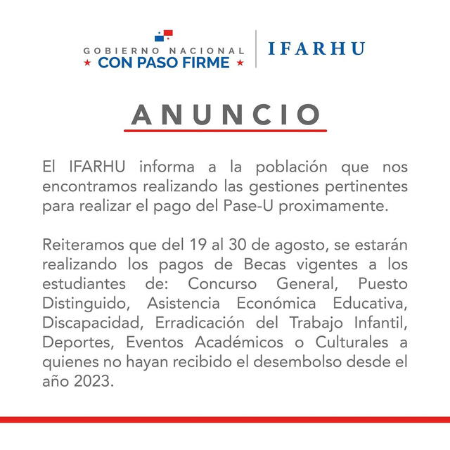 Solo estas becas serán pagadas por el Ifarhu. Foto: Ifarhu   