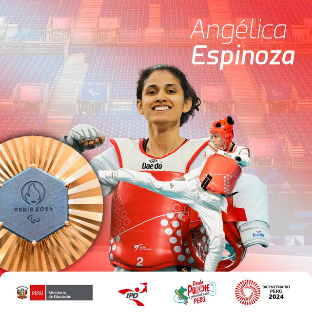  Angélica Espinoza debutó en el parataekwondo en 2017. Foto: IPD/X   