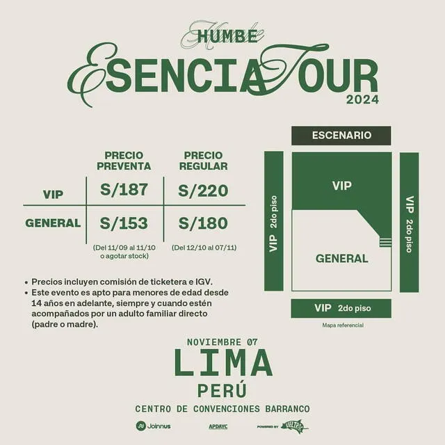  Humbe se presentará en el Centro de Convenciones Barranco, que tendrá dos zonas para el público. Foto: Instagram  