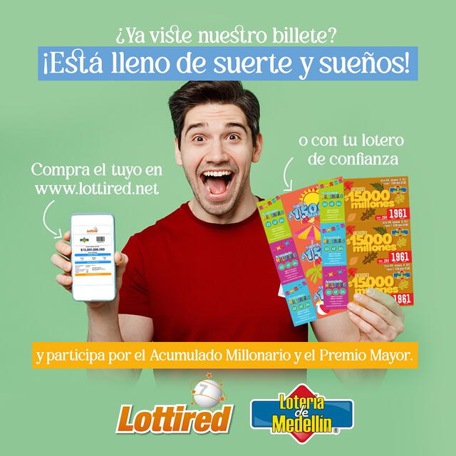 Este es el billete de la Lotería de Medellín del viernes. Foto: Lotería de Medellín   